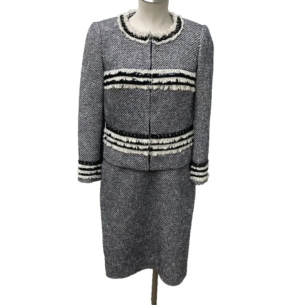 Tory Burch Sheath Dress‎ Womens 4 Blue Tweed Jacket Business Career Teacher